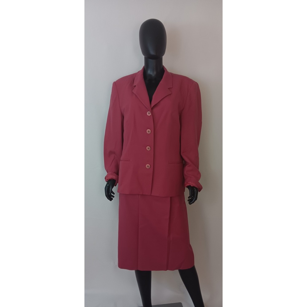 Talbots Pink Wool Skirt Suit Set Vintage Made in USA Blazer Skirt Womens 16
